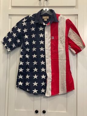 Sun River Americana Flag Button up Med 100% Cotton